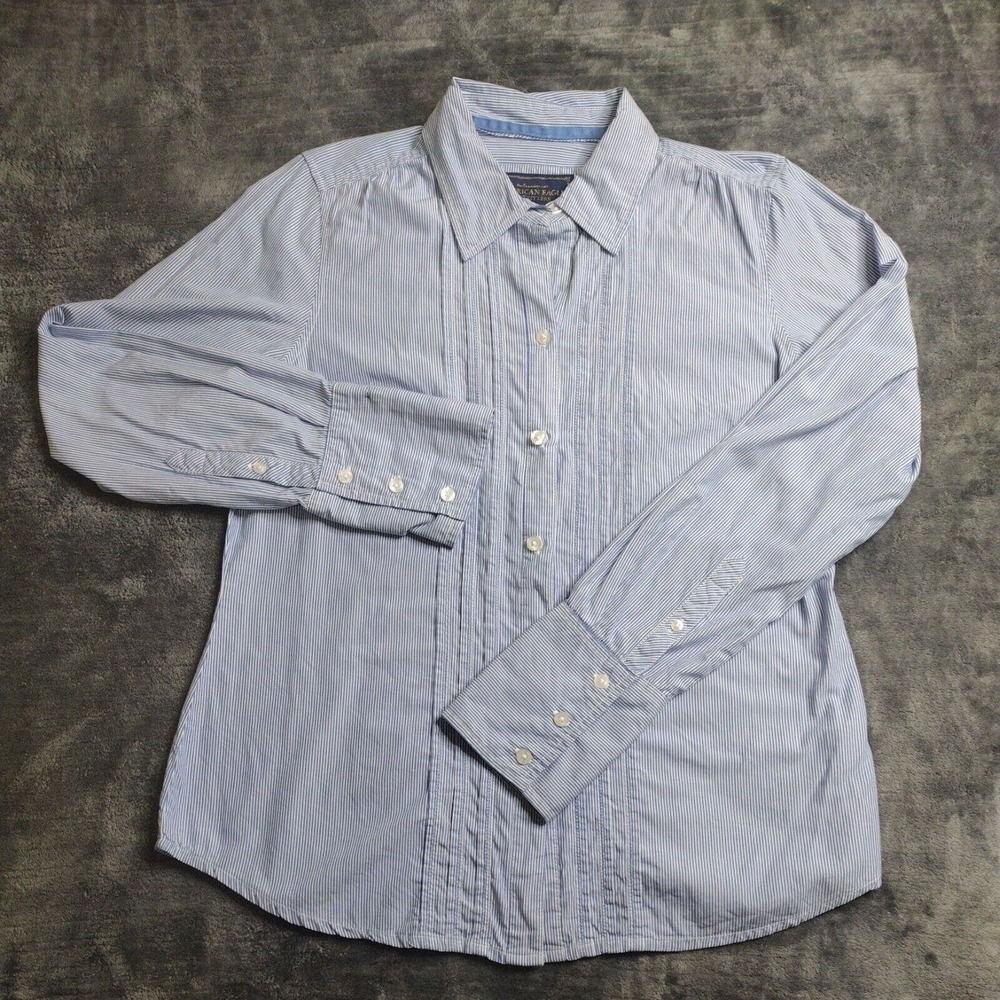 American Eagle Shirt Mens Button Up Size 14 Blue Outfitters Long Sleeve Casual